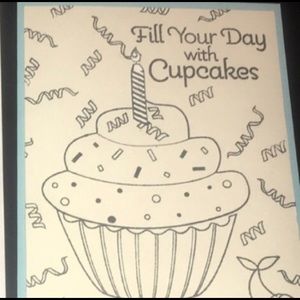 $4 sale💞 Hand stamped card with Cupcake stamp set! -8 clear stamps